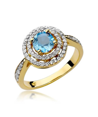 Złoty Pierścionek 14k z diamentem topaz 0,80ct