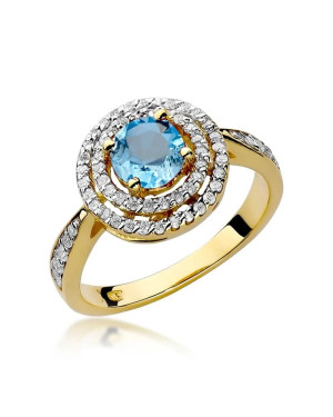 Złoty Pierścionek 14k z diamentem topaz 0,80ct