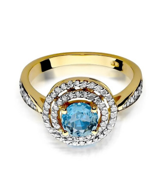 Złoty Pierścionek 14k z diamentem topaz 0,80ct