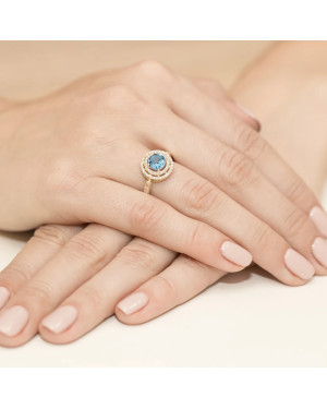 Złoty Pierścionek 14k z diamentem topaz 0,80ct