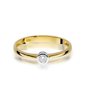 Złoty Pierścionek 14k z diamentem brylant 0,10ct