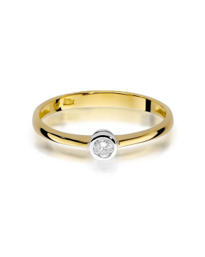 Złoty Pierścionek 14k z diamentem brylant 0,10ct