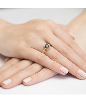 14k Gold Ring with Diamond Sapphire 0.70ct