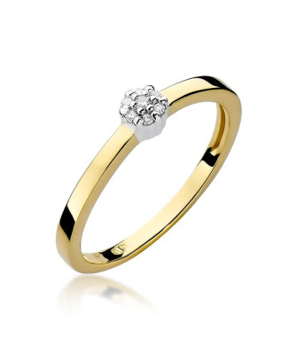Złoty Pierścionek 14k z diamentem brylant białe 0,04ct