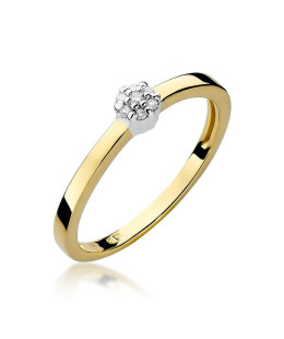 14k Gold Ring with Brilliant White Diamond 0.04ct