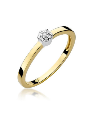 14k Gold Ring with Brilliant White Diamond 0.04ct