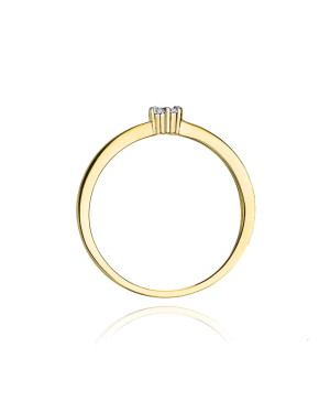 14k Gold Ring with Brilliant White Diamond 0.04ct