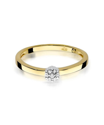 14k Gold Ring with Brilliant White Diamond 0.04ct