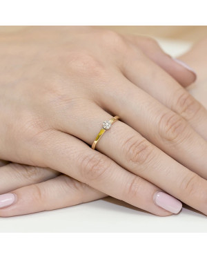 Złoty Pierścionek 14k z diamentem brylant białe 0,04ct