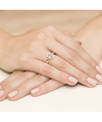 Złoty Pierścionek 14k z diamentem tanzanit 0,40ct