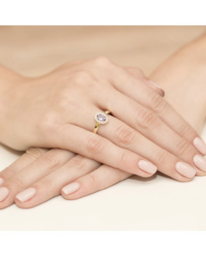 Złoty Pierścionek 14k z diamentem tanzanit 0,40ct