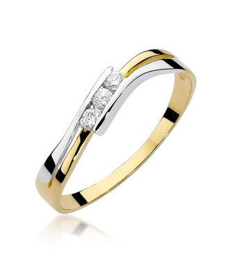 Złoty Pierścionek 14k z diamentem brylant 0,12ct