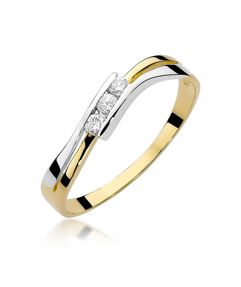 Złoty Pierścionek 14k z diamentem brylant 0,12ct