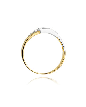 Złoty Pierścionek 14k z diamentem brylant 0,12ct