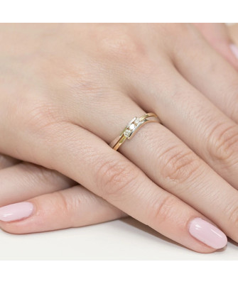 Złoty Pierścionek 14k z diamentem brylant 0,12ct