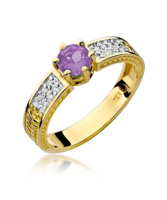 14k Gold Ring with Amethyst Diamond 0.50ct