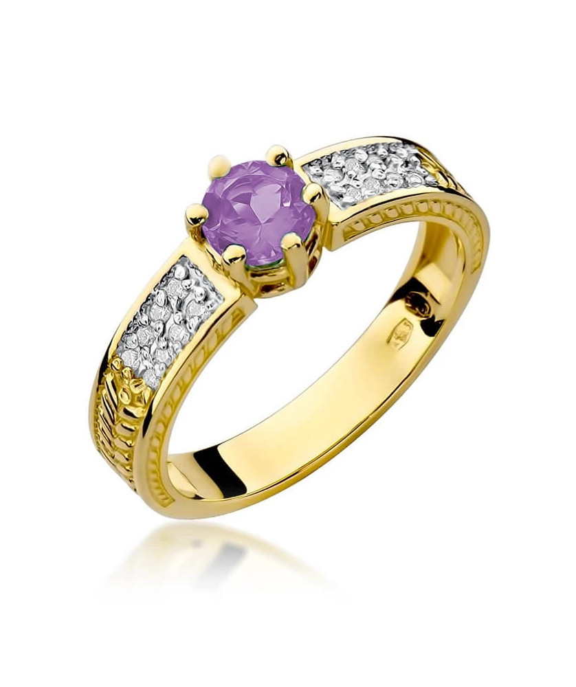14k Gold Ring with Amethyst Diamond 0.50ct