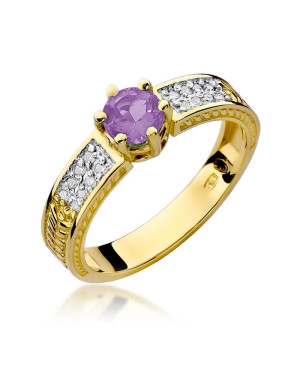 14k Gold Ring with Amethyst Diamond 0.50ct