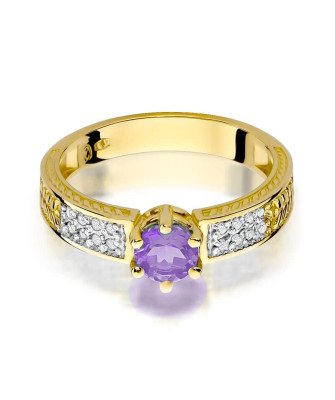 14k Gold Ring with Amethyst Diamond 0.50ct