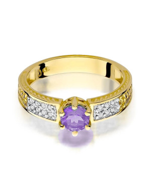 14k Gold Ring with Amethyst Diamond 0.50ct
