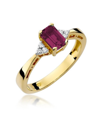 Złoty Pierścionek 14k z diamentem rubin 0,80ct