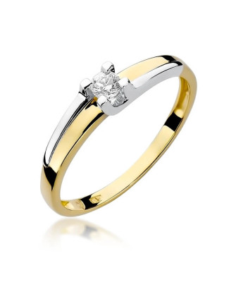 Złoty Pierścionek 14k z diamentem brylant 0,12ct