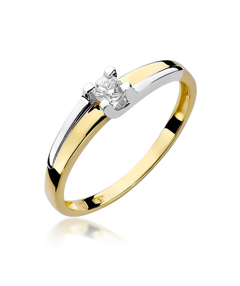 Złoty Pierścionek 14k z diamentem brylant 0,12ct