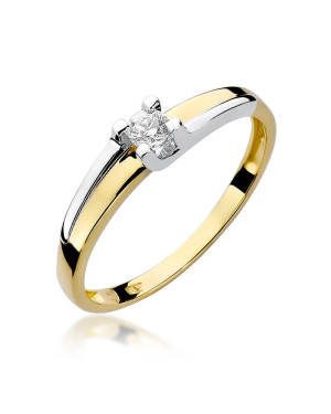 Złoty Pierścionek 14k z diamentem brylant 0,12ct