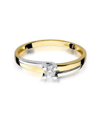 Złoty Pierścionek 14k z diamentem brylant 0,12ct