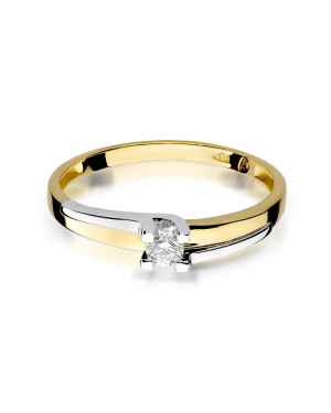 Złoty Pierścionek 14k z diamentem brylant 0,12ct