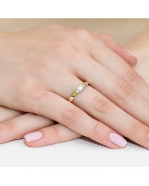 Złoty Pierścionek 14k z diamentem brylant 0,12ct