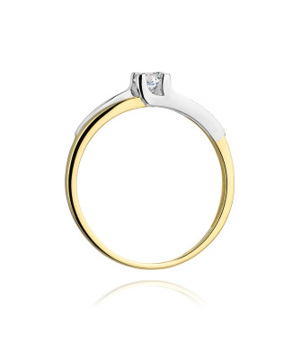 Złoty Pierścionek 14k z diamentem brylant 0,12ct