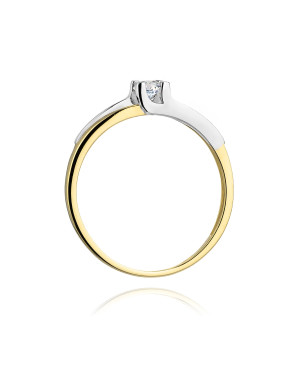 Złoty Pierścionek 14k z diamentem brylant 0,12ct