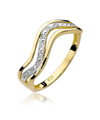 Złoty Pierścionek 14k z diamentem brylant 0,06ct