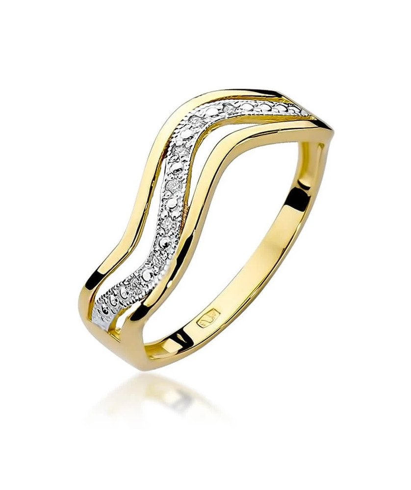 Złoty Pierścionek 14k z diamentem brylant 0,06ct