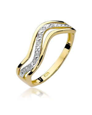 Złoty Pierścionek 14k z diamentem brylant 0,06ct