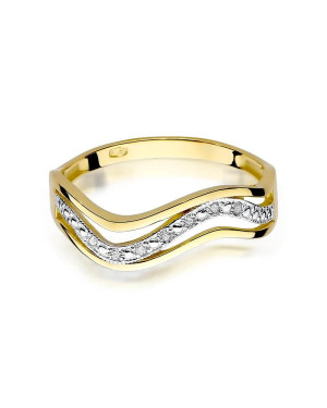 Złoty Pierścionek 14k z diamentem brylant 0,06ct