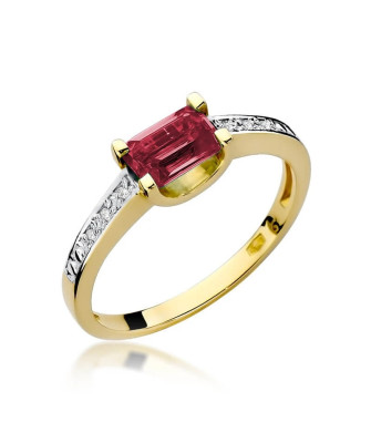 Złoty Pierścionek 14k z diamentem rubin 0,80ct