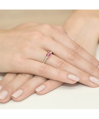 14k Gold Ring with Diamond Ruby 0.80ct