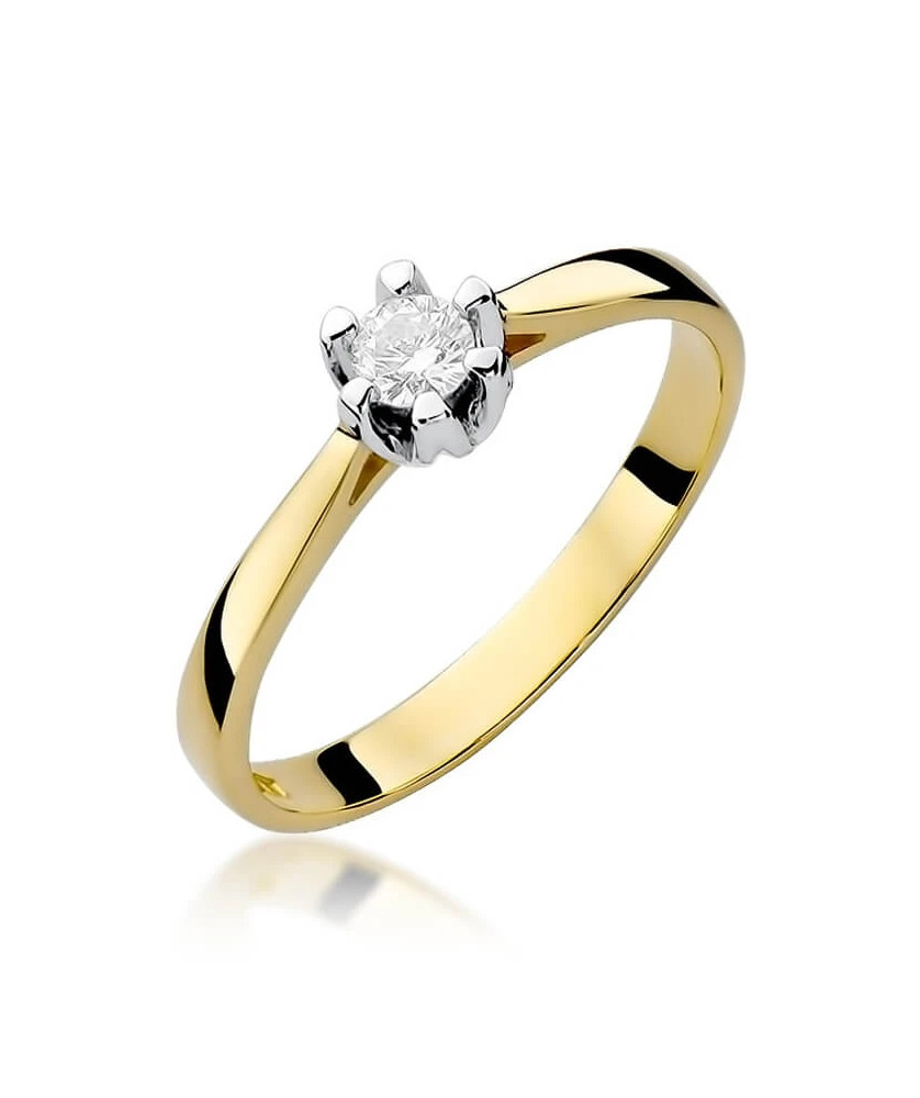 Złoty Pierścionek 14k z diamentem brylant 0,12ct