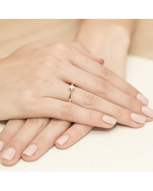 Złoty Pierścionek 14k z diamentem brylant 0,12ct