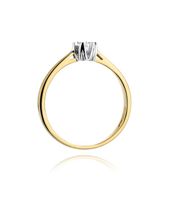 Złoty Pierścionek 14k z diamentem brylant 0,12ct