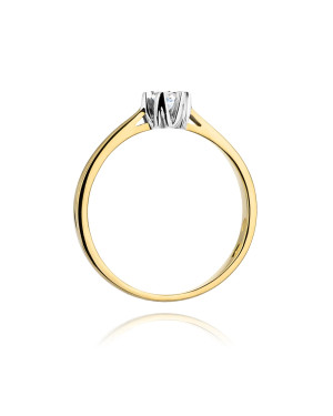 Złoty Pierścionek 14k z diamentem brylant 0,12ct
