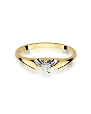 Złoty Pierścionek 14k z diamentem brylant 0,10ct