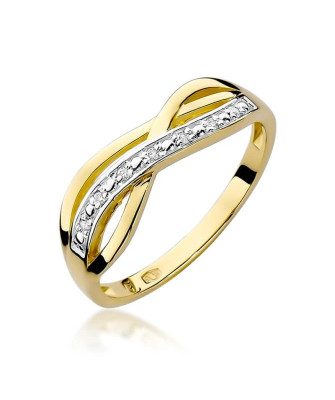 Złoty Pierścionek 14k z diamentem brylant 0,06ct
