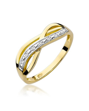 Złoty Pierścionek 14k z diamentem brylant 0,06ct