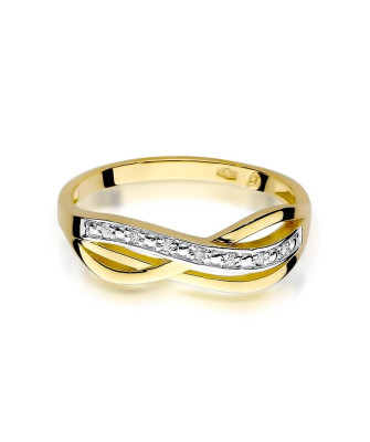 Złoty Pierścionek 14k z diamentem brylant 0,06ct