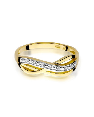 Złoty Pierścionek 14k z diamentem brylant 0,06ct