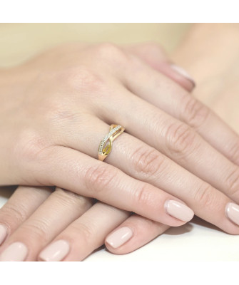 Złoty Pierścionek 14k z diamentem brylant 0,06ct