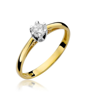 Złoty Pierścionek 14k z diamentem brylant 0,15ct